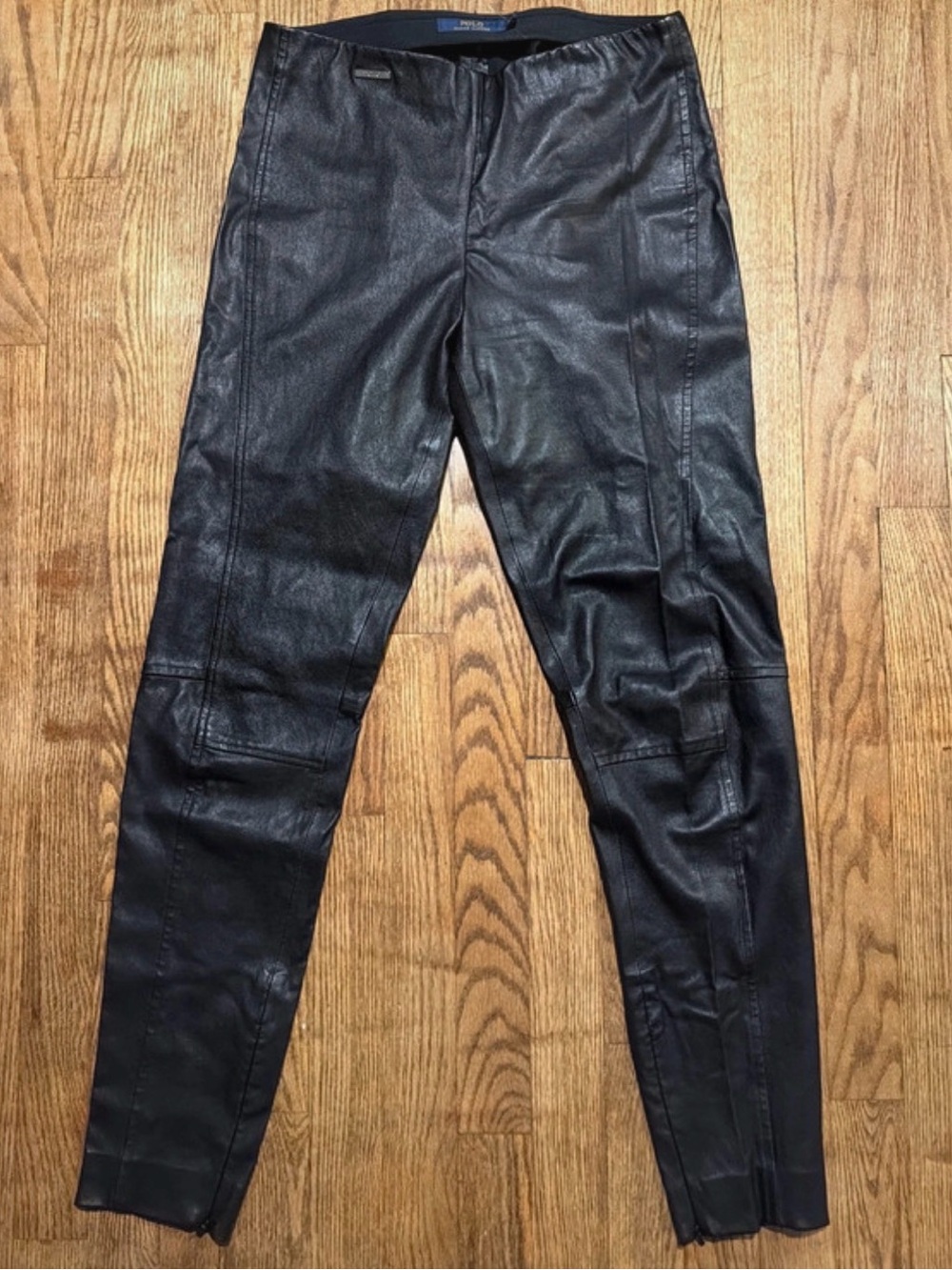 Polo Ralph Lauren Women’s Black Lamb Skin Leather Skinny Pants Leggings Medium